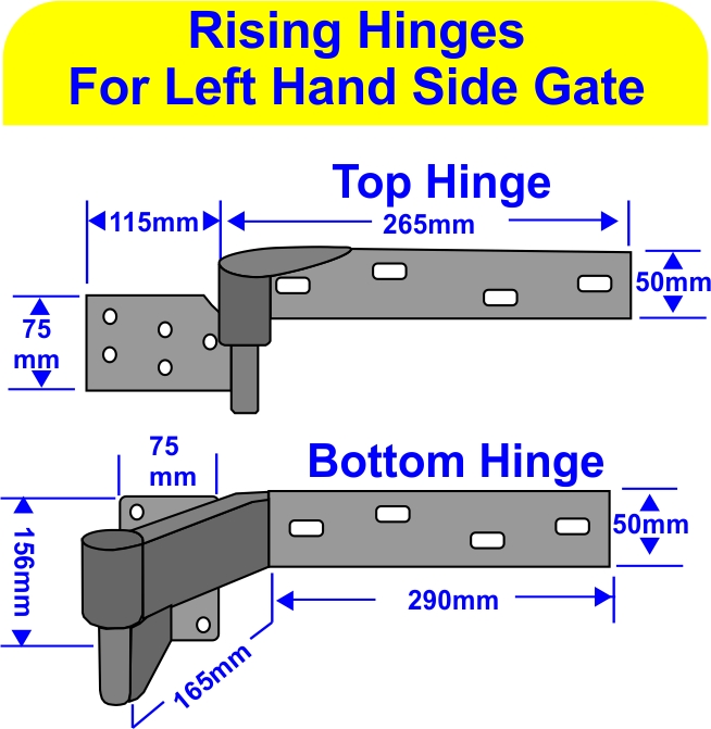 Rising Gate Hinges for Left Hand Side Gate